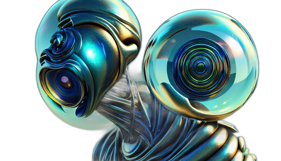 robot, mask, 3d render, concept art transparent PNG cut-out