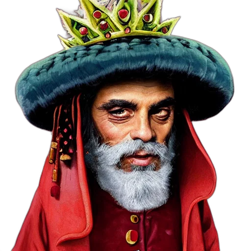 crown, hat, staff, face transparent PNG cut-out