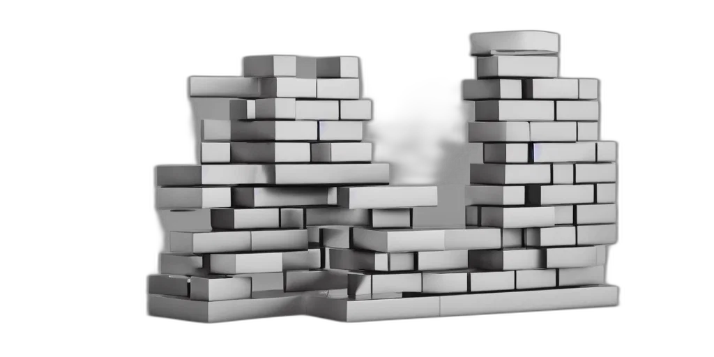 3d render, rectangle, jenga, stacked transparent PNG cut-out