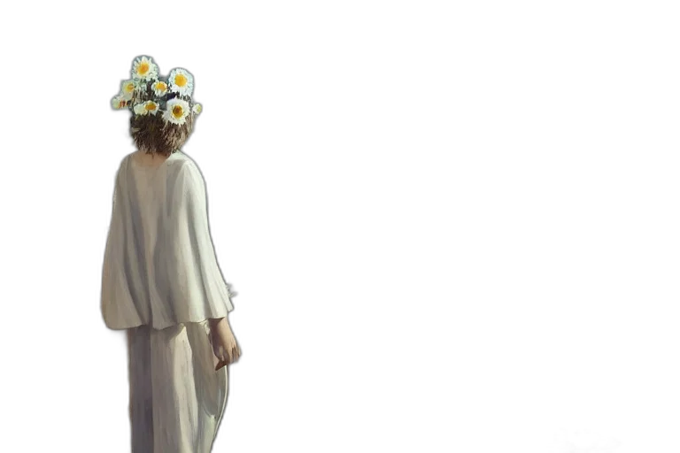 dress, flower, crown, staff transparent PNG cut-out