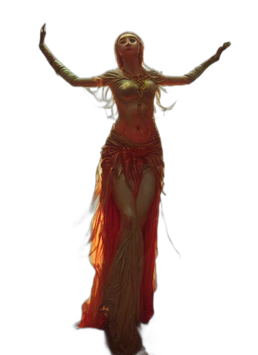 dress, staff, creature, concept art transparent PNG cut-out
