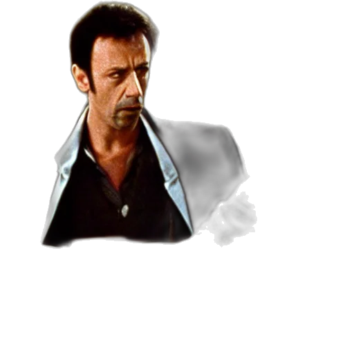 jacket, face, staff, weapon transparent PNG cut-out