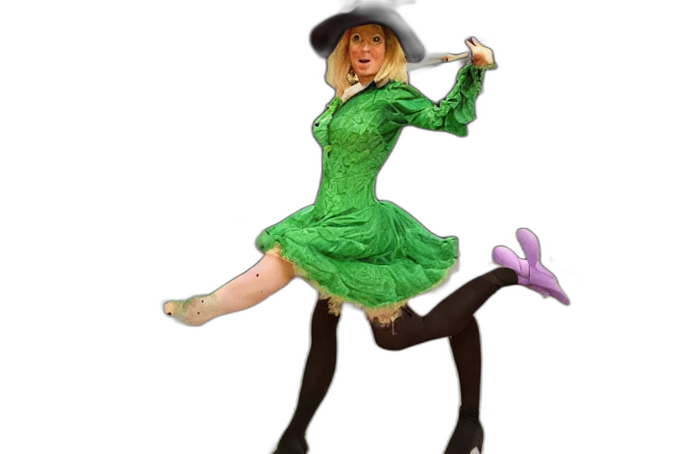 dress, hat, staff, shoes transparent PNG cut-out