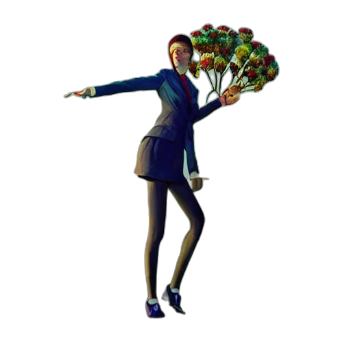 umbrella, staff, jacket, flower transparent PNG cut-out