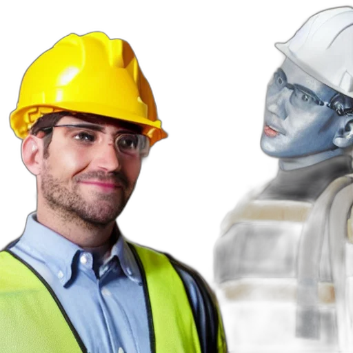 robot, staff, 3d render, photorealistic transparent PNG cut-out