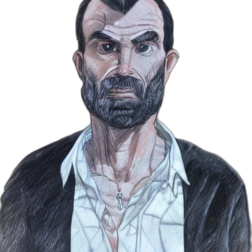 face, jacket, staff, concept art transparent PNG cut-out