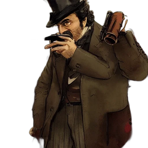 hat, staff, face, weapon transparent PNG cut-out