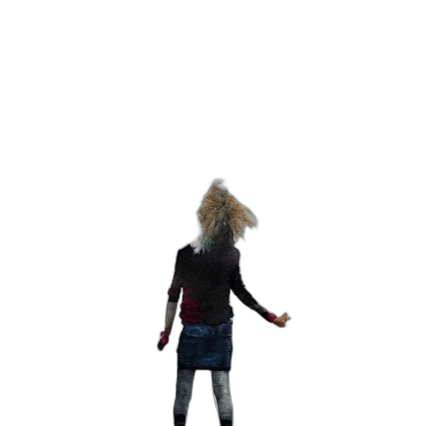jacket, hair, creature, staff transparent PNG cut-out