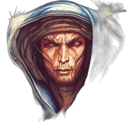 face, mask, staff, fantasy art transparent PNG cut-out