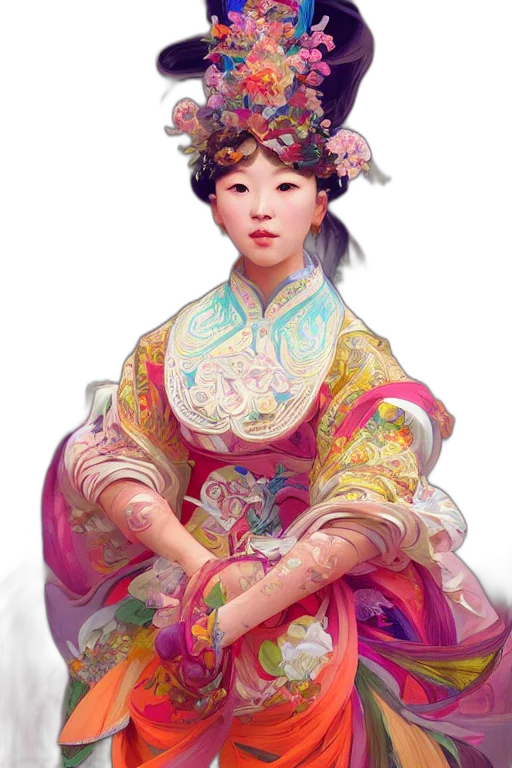 dress, face, staff, oil painting transparent PNG cut-out