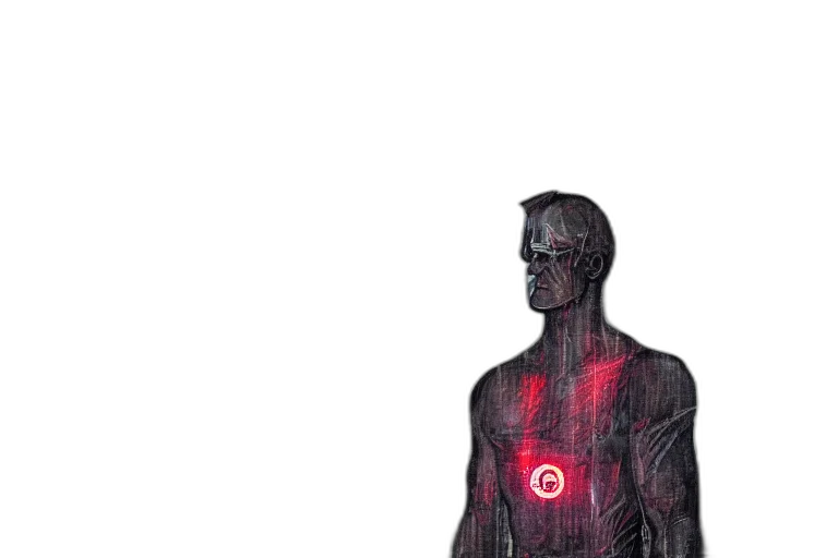 robot, jacket, staff, mask transparent PNG cut-out