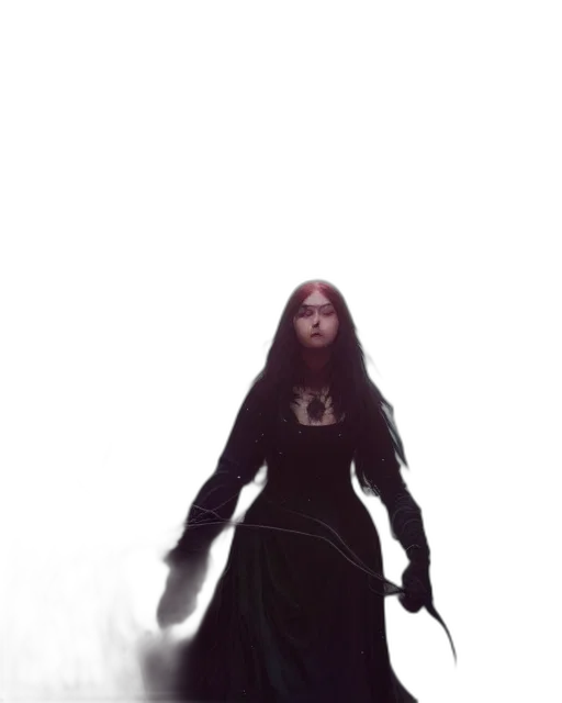 dress, creature, staff, concept art transparent PNG cut-out