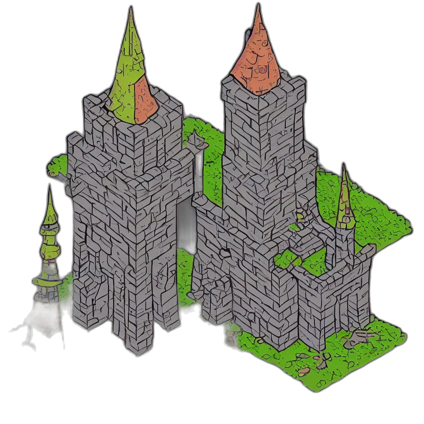 building, crown, 3d render, pixel art transparent PNG cut-out