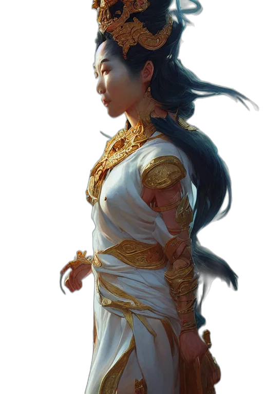 dress, dragon, staff, jewelry transparent PNG cut-out