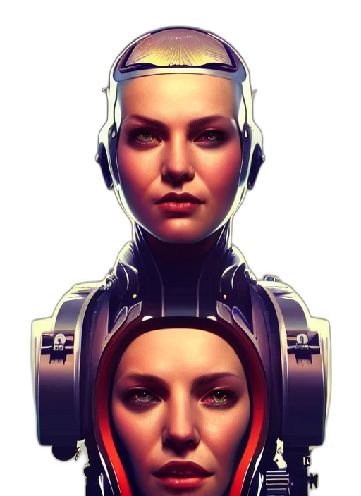 robot, face, concept art, cyberpunk transparent PNG cut-out