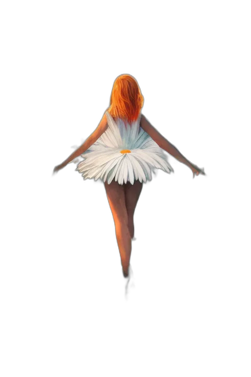 dress, hair, flower, staff transparent PNG cut-out