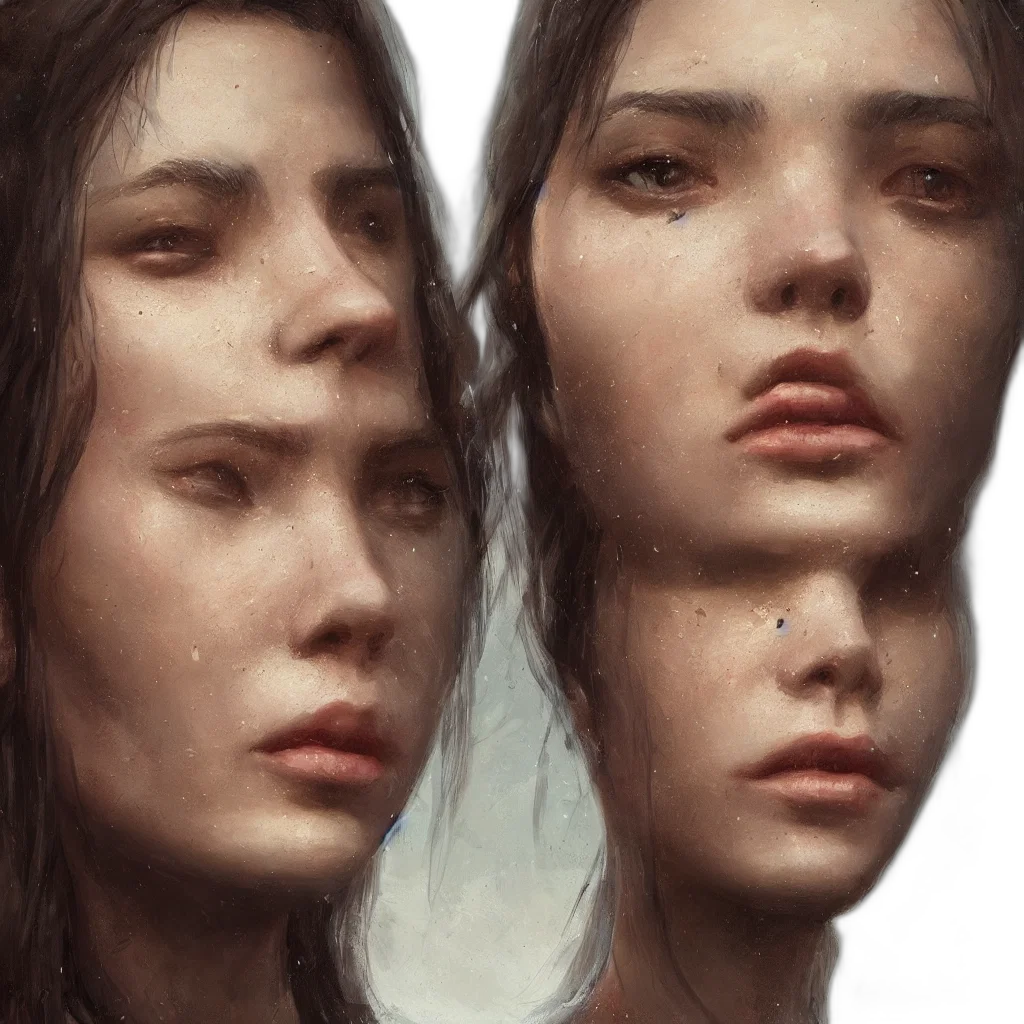 face, mask, hair, photorealistic transparent PNG cut-out