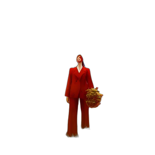 dress, jacket, creature, staff transparent PNG cut-out