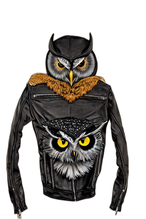 jacket, concept art, cyberpunk, owl transparent PNG cut-out