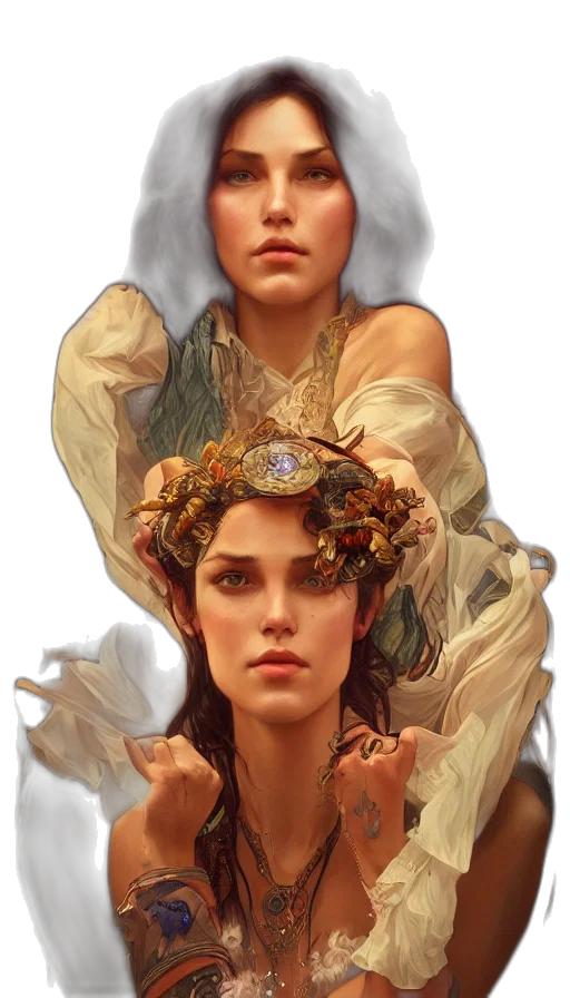 crown, jewelry, face, fantasy art transparent PNG cut-out
