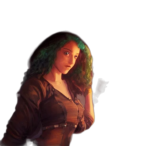 hair, face, dragon, staff transparent PNG cut-out