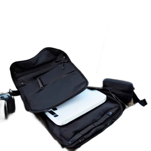 staff, photo, backpack, placed transparent PNG cut-out