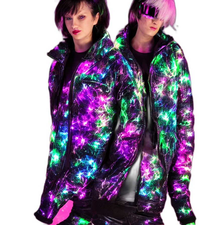 jacket, cyberpunk, vaporwave, 3d render transparent PNG cut-out