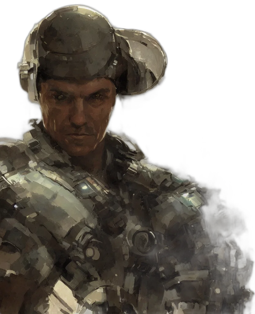 face, weapon, concept art, photorealistic transparent PNG cut-out
