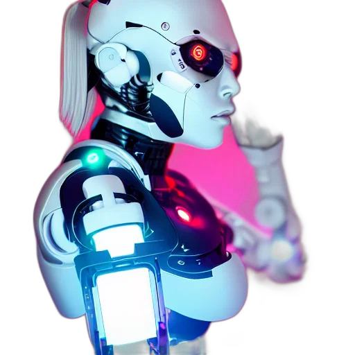 robot, cyberpunk, vaporwave, 3d render transparent PNG cut-out