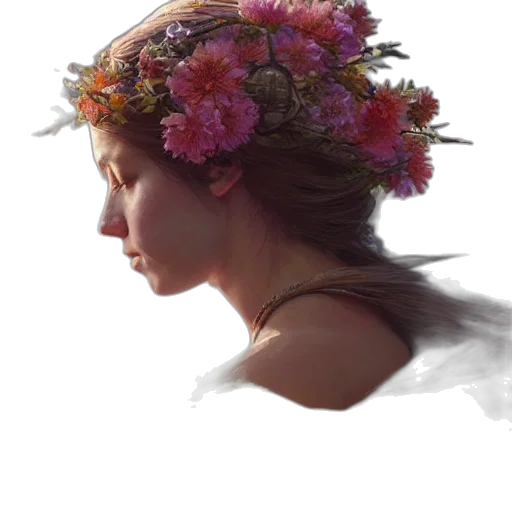 crown, face, flower, dress transparent PNG cut-out