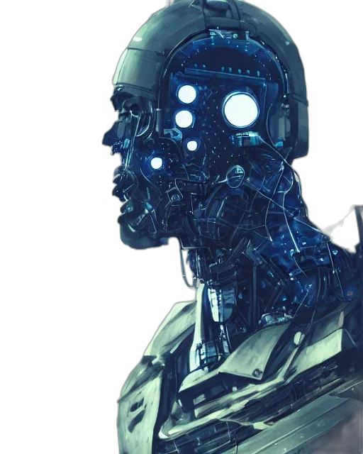 robot, cyberpunk, concept art, 3d render transparent PNG cut-out