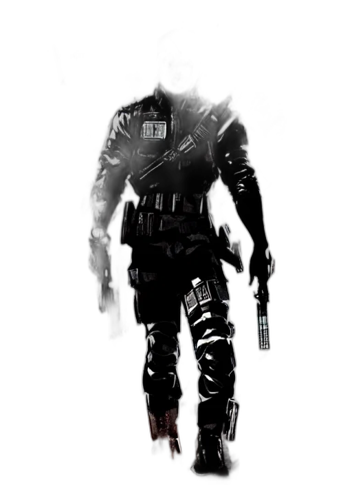 robot, jacket, weapon, staff transparent PNG cut-out