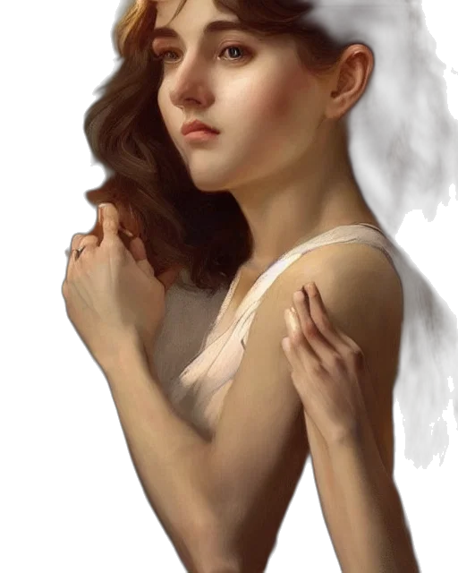 dress, face, photorealistic, oil painting transparent PNG cut-out