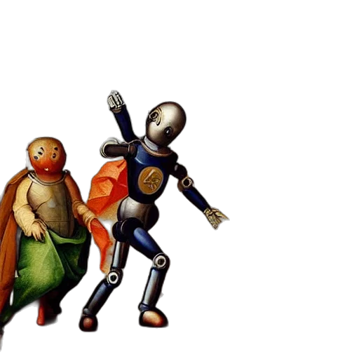 robot, concept art, 3d render, pixel art transparent PNG cut-out