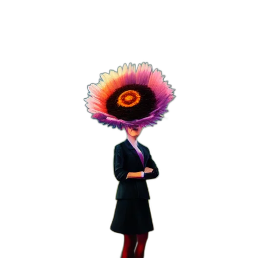 hat, staff, flower, dress transparent PNG cut-out
