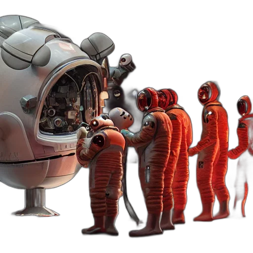 robot, concept art, 3d render, outer space transparent PNG cut-out