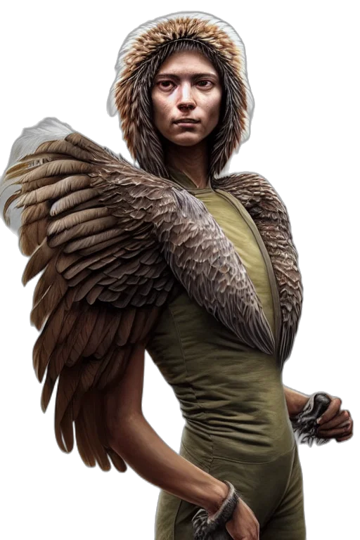 jacket, staff, fantasy art, concept art transparent PNG cut-out