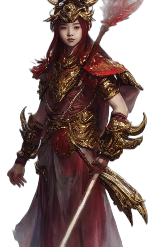 dress, dragon, mask, staff transparent PNG cut-out