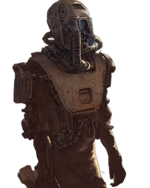 robot, mask, staff, creature transparent PNG cut-out