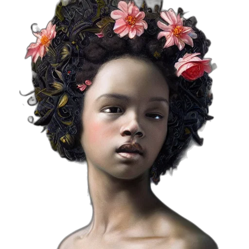 crown, face, flower, hair transparent PNG cut-out
