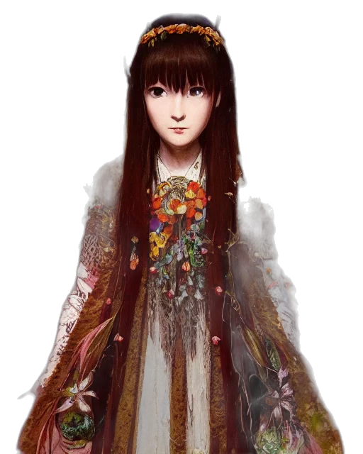 dress, jacket, flower, creature transparent PNG cut-out