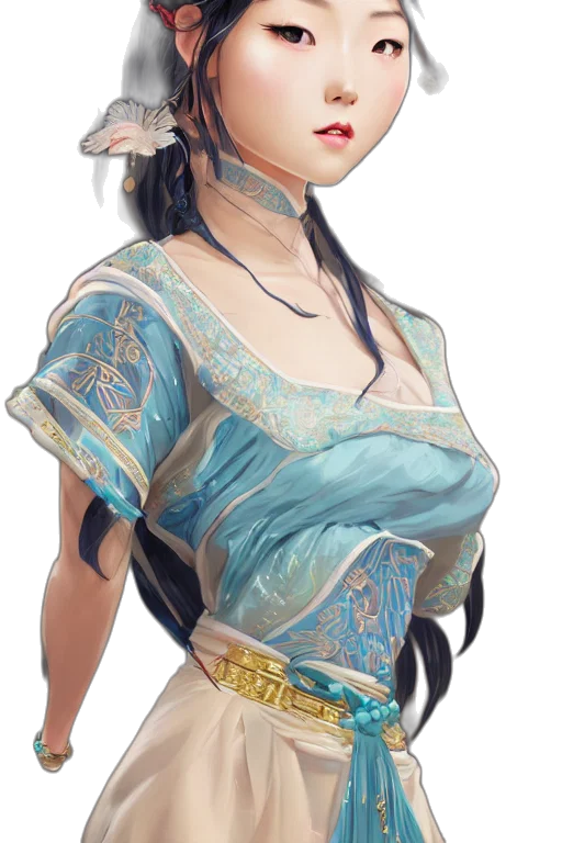 dress, staff, jewelry, face transparent PNG cut-out