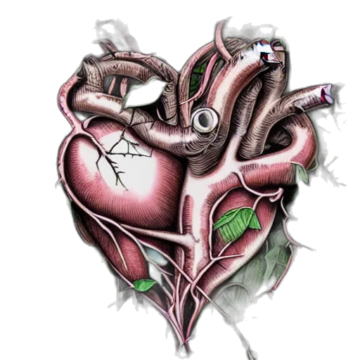 concept art, photorealistic, watercolor, anatomical transparent PNG cut-out