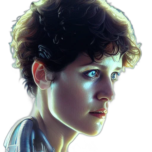 face, robot, photorealistic, comic book art transparent PNG cut-out