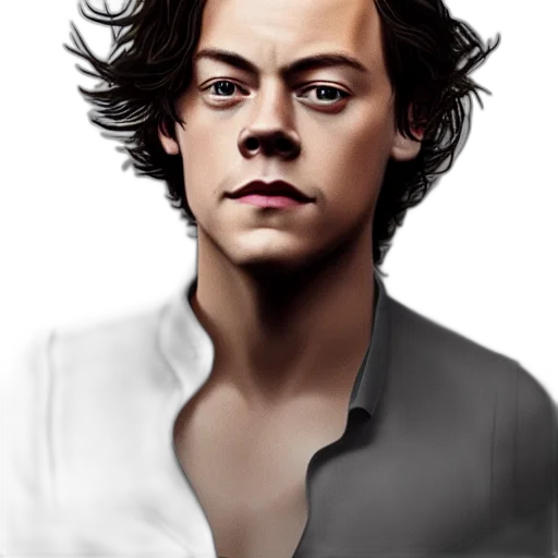 hair, face, photorealistic, oil painting transparent PNG cut-out