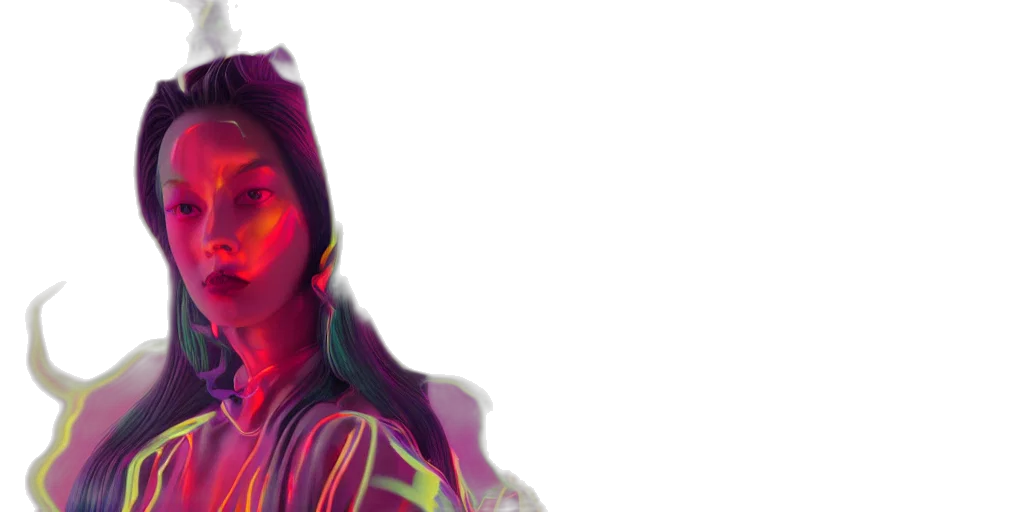 face, concept art, cyberpunk, vaporwave transparent PNG cut-out