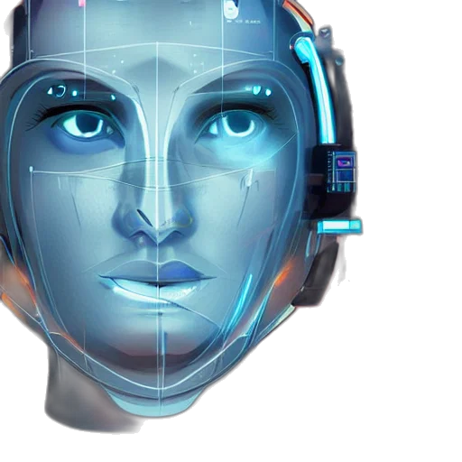 robot, face, mask, cyberpunk transparent PNG cut-out