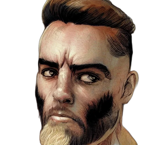 face, comic book art, concept art, photorealistic transparent PNG cut-out