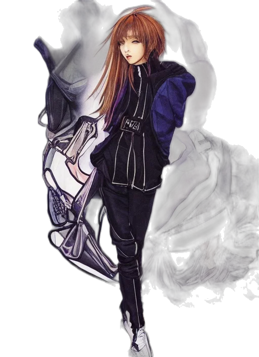 jacket, staff, sword, fantasy art transparent PNG cut-out