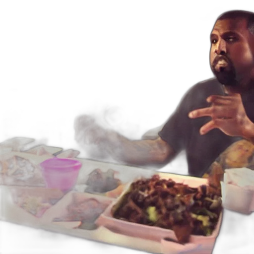 food, 3d render, concept art, vaporwave transparent PNG cut-out